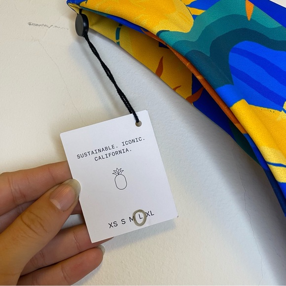 SKATIE NEW Mandi Cheeky Bikini Bottom in Palermo Print Blue Orange Sz Large - Picture 3 of 9